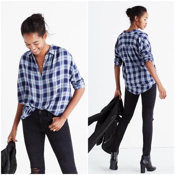 Madewell Tops - Madewell Central Plaid Top Transatlantic Blue XXS